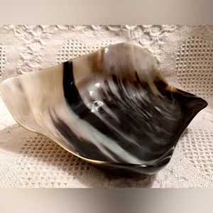 Vtg 1970’s Polished Natural Handmade Horn Bowl, Catchall,Centerpiece MCM Rare